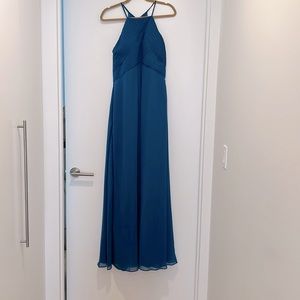 Marine/ Teal chiffon Maxi Dress